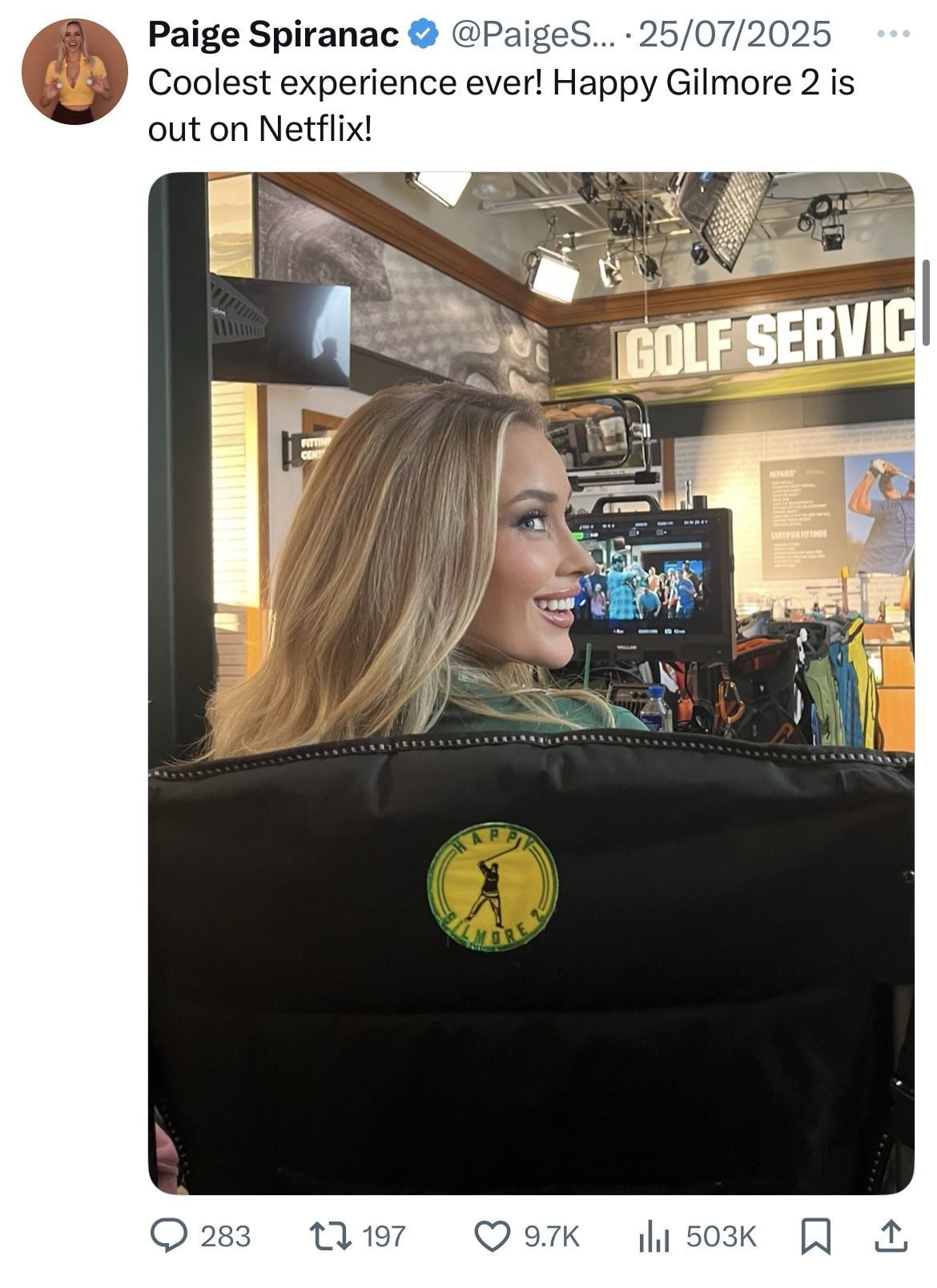 Paige Spiranac&rsquo;s tweet _ Image Source: X/@PaigeSpiranac