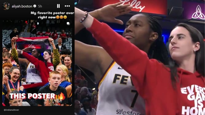 "My favorite poster ever": Aliyah Boston melts over fan poster with Caitlin Clark