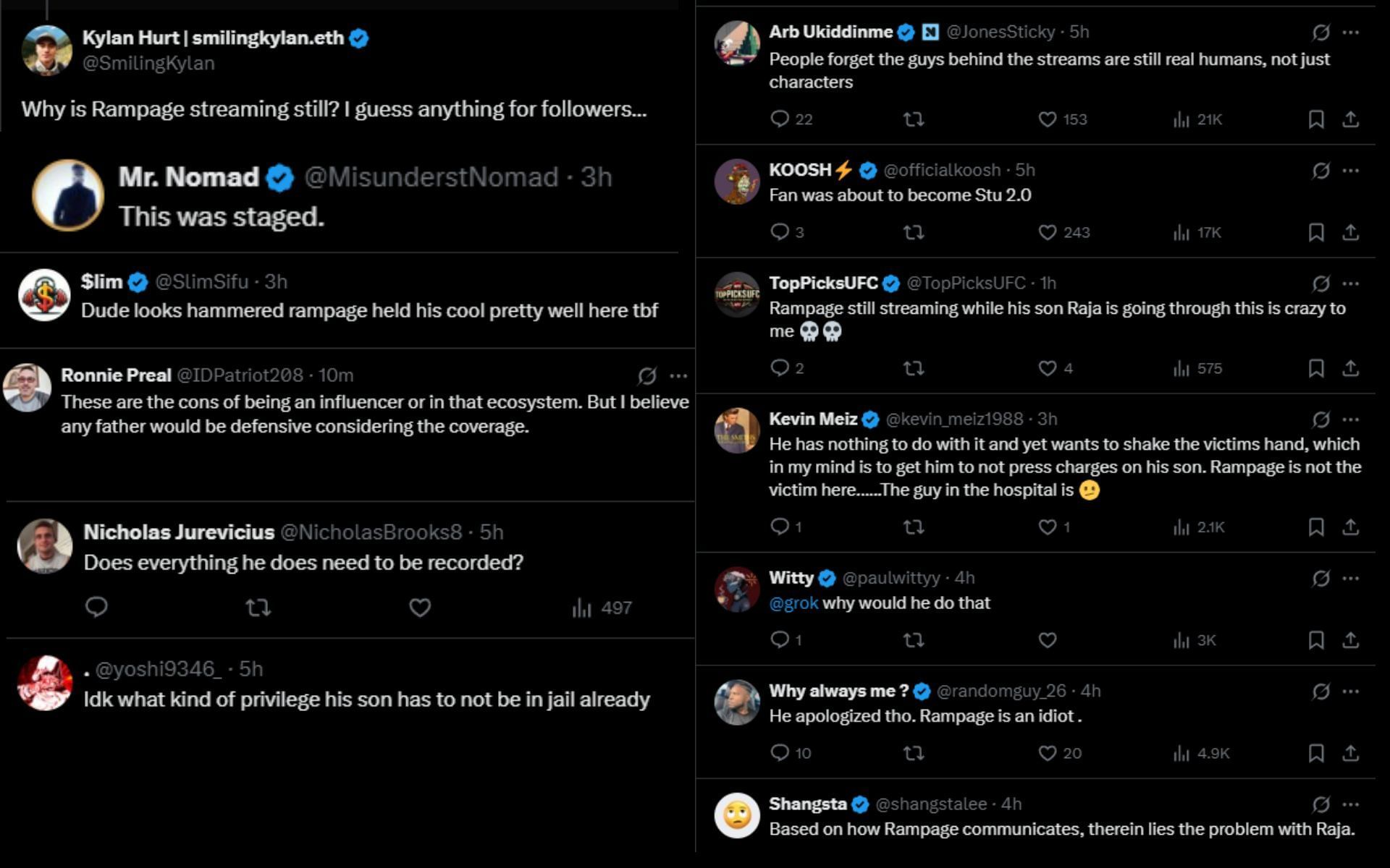 Fans react to a fan asking Quinton &#039;Rampage&#039; Jackson about his son. [Screenshots courtesy: @HappyPunch on X]