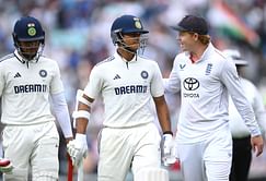 England players engage in some banter with Indian batters as they head off for lunch on Day 3 of ENG vs IND 2025 5th Test [Watch]