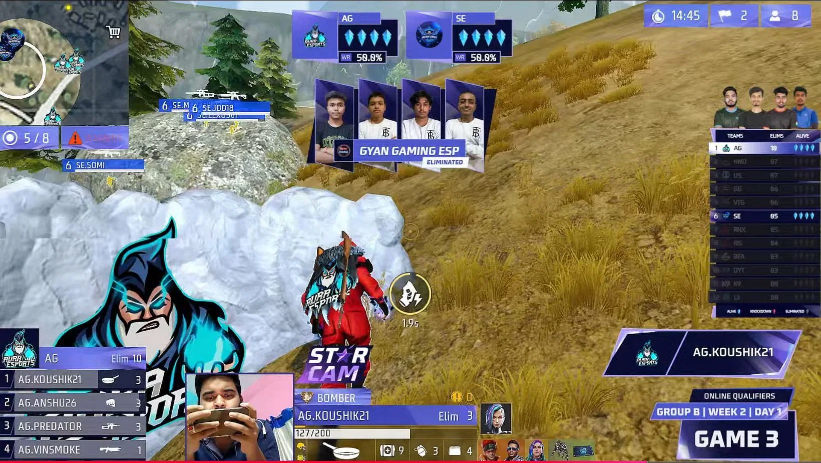 Top six teams from Group B qualified for FFMIC 2025 League Stage (Image via YouTube/Free Fire Max Esports India)