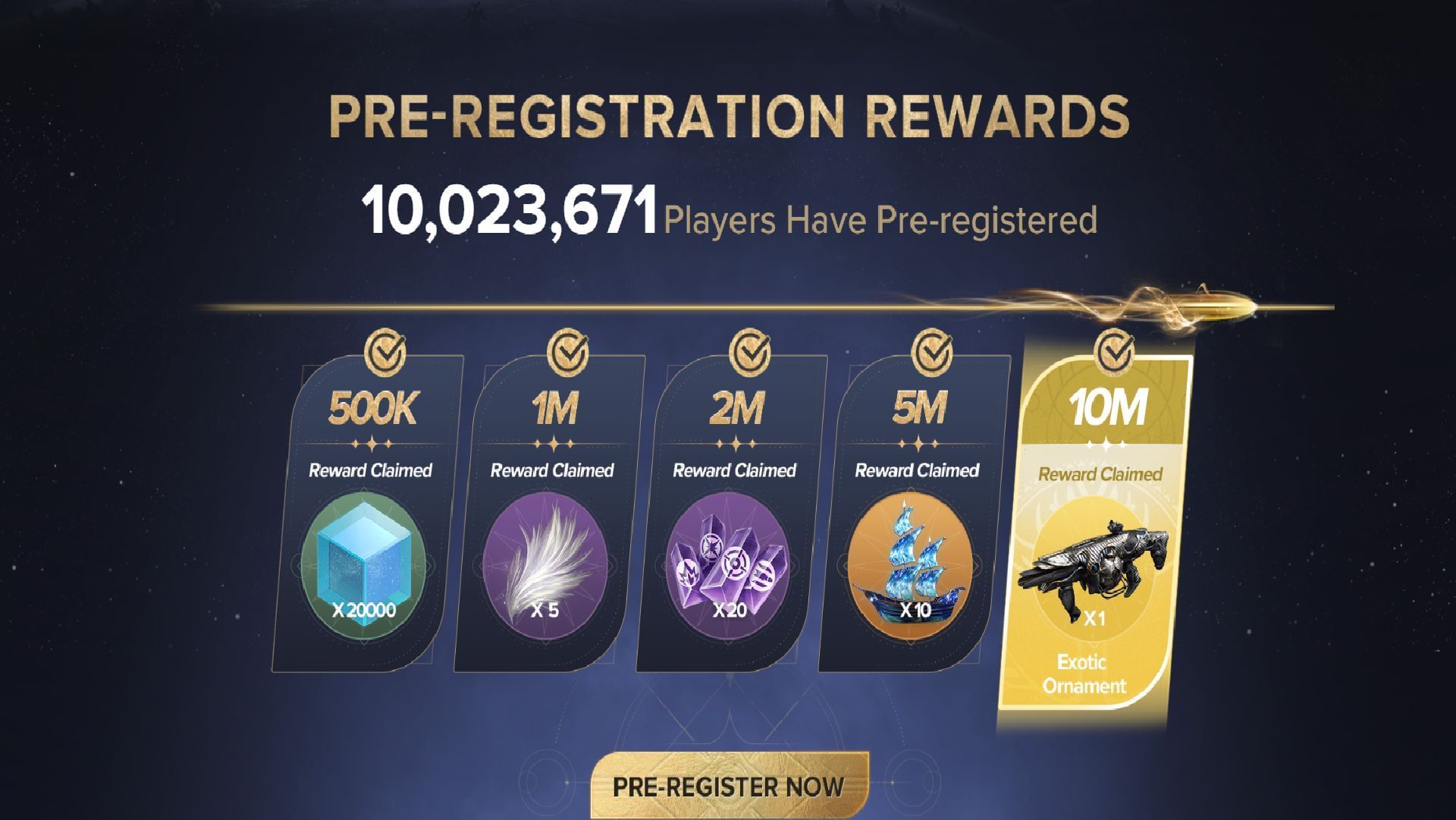 All the pre-registration rewards for Destiny: Rising (Image via NetEase Games)