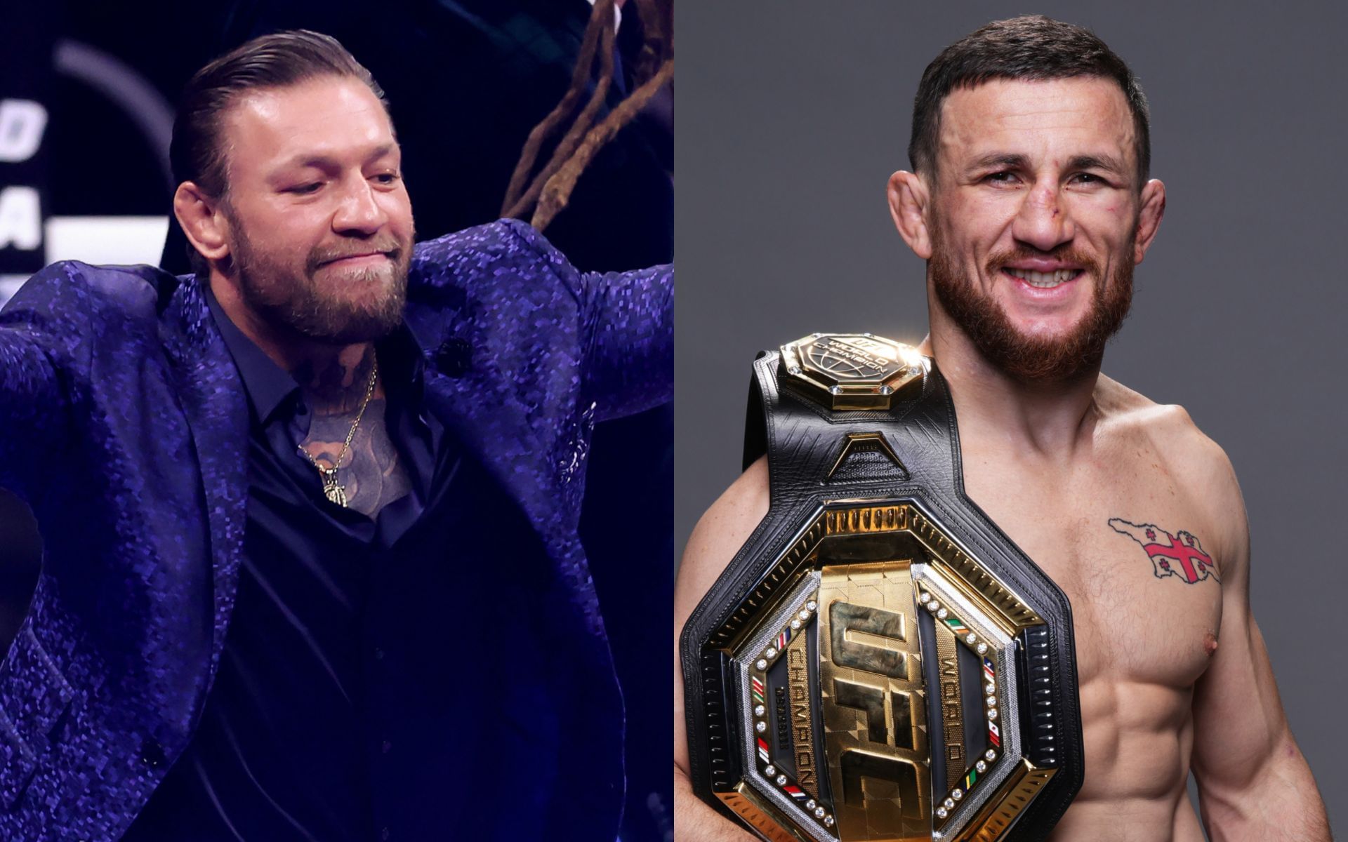 Merab Dvalishvili (right) talks about training with Conor McGregor (left). [Images courtesy: Getty Images] 