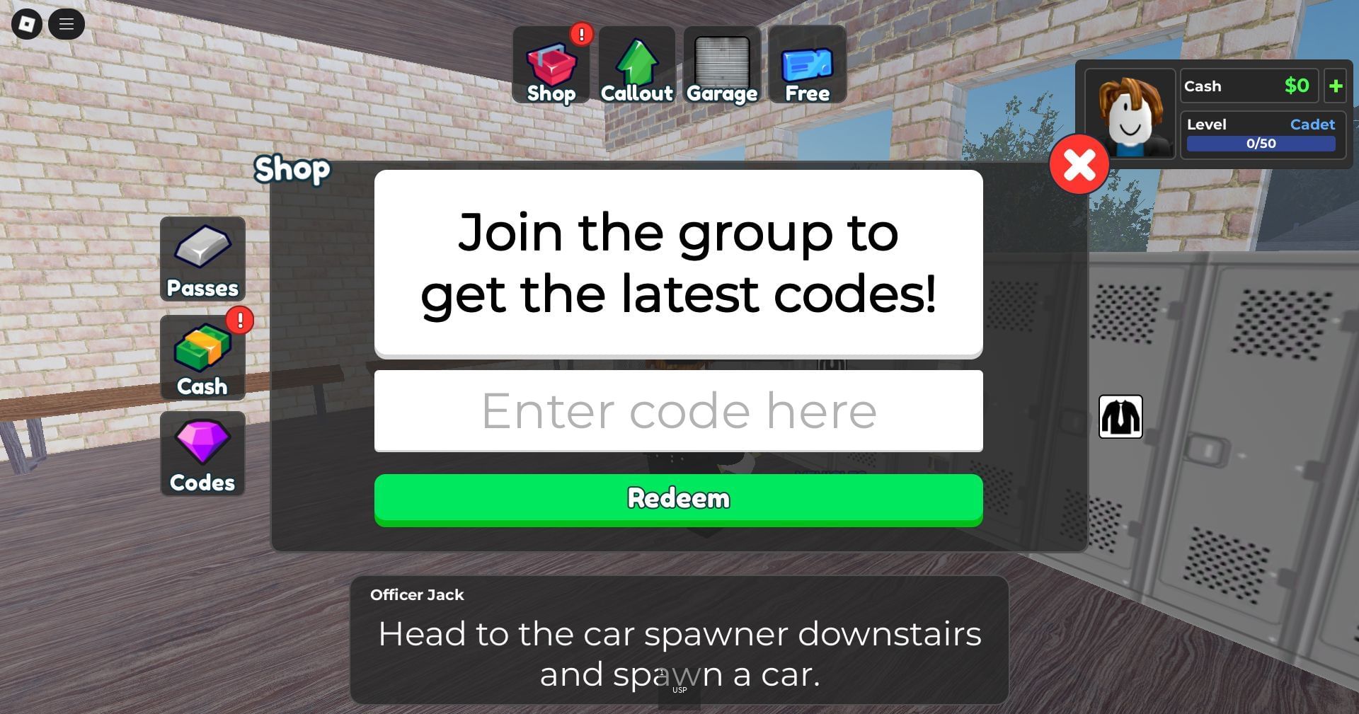 Redeem the code here (Image via Roblox)
