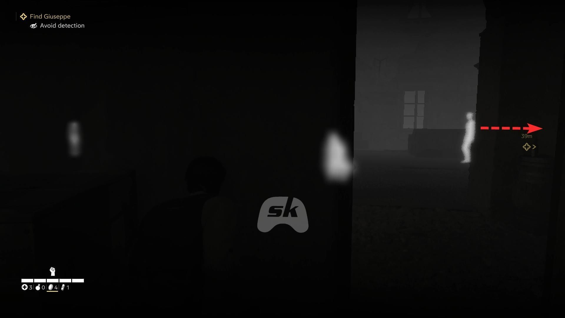 Wait for the patrolling guard to leave to take down the crouched one (Image via Sportskeeda Gaming || 2K)
