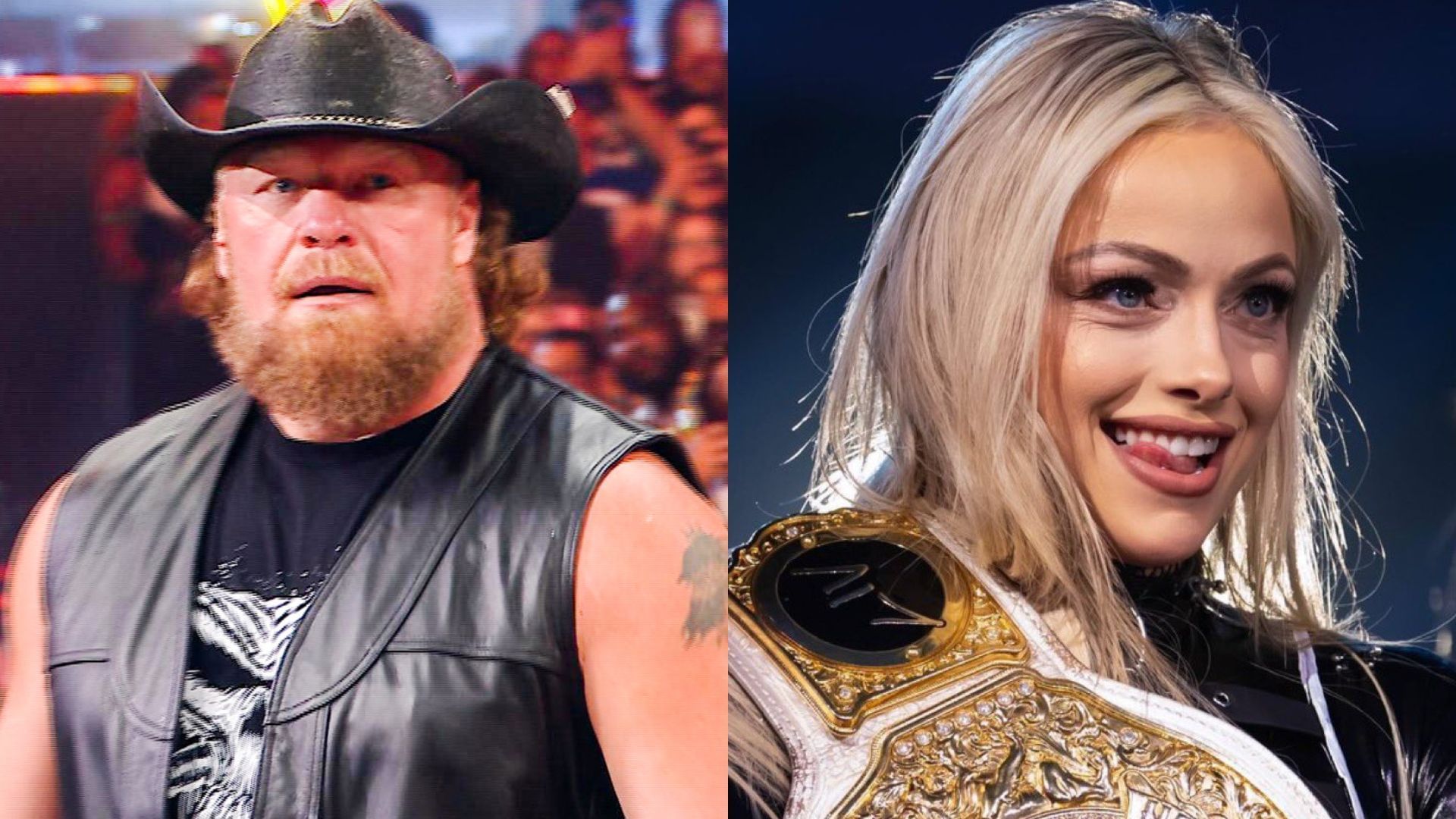 Brock Lesnar; Liv Morgan (Images via WWE.com &amp; @YaOnlyLivvOnce on X)