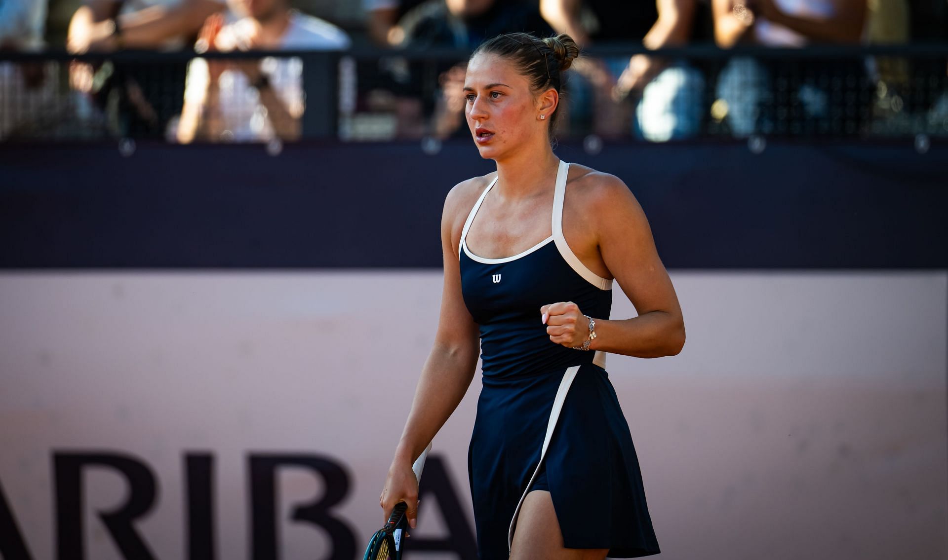 Marta Kostyuk reacts after beating Daria Kasatkina at the Italian Open in May 2025 | Image Source: Getty