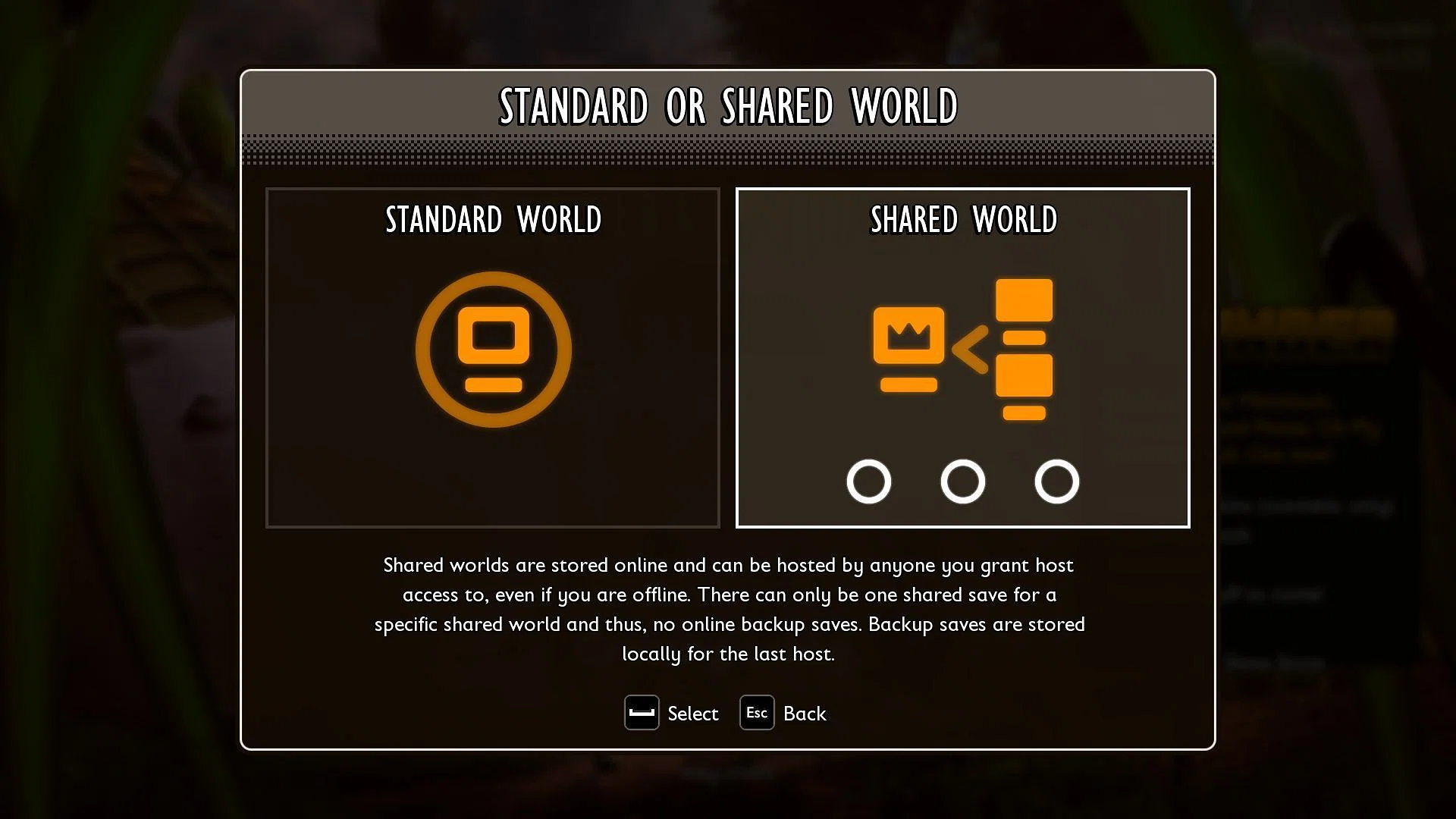 Create a Shared World from the Multiplayer section (Image via Xbox Game Studios)
