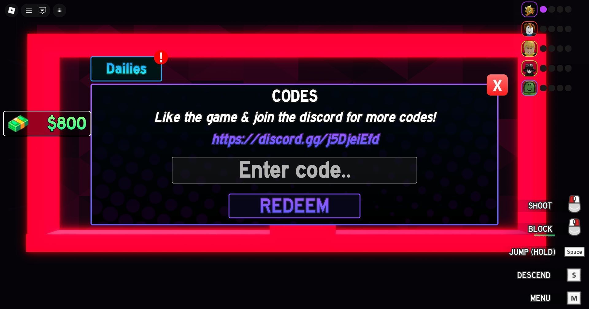 Redeem the code here (Image via Roblox)