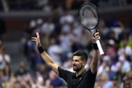 In Picture: Djokovic celebrating his 1R win at the 2025 US Open (Getty)