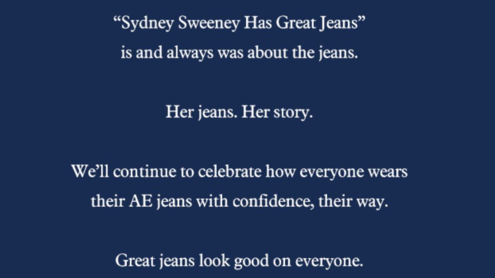 Screenshot of American Eagle&#039;s statement (Image via Instagram/@americaneagle)
