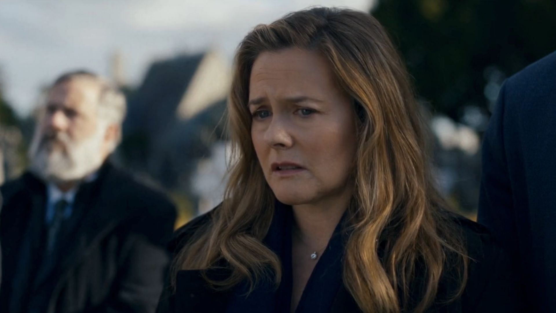 Fiona at the funeral (Image via Acorn TV)