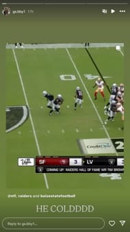 Image via the Instagram story of Ashton Jeanty's girlfriend, Gabrielle Miller