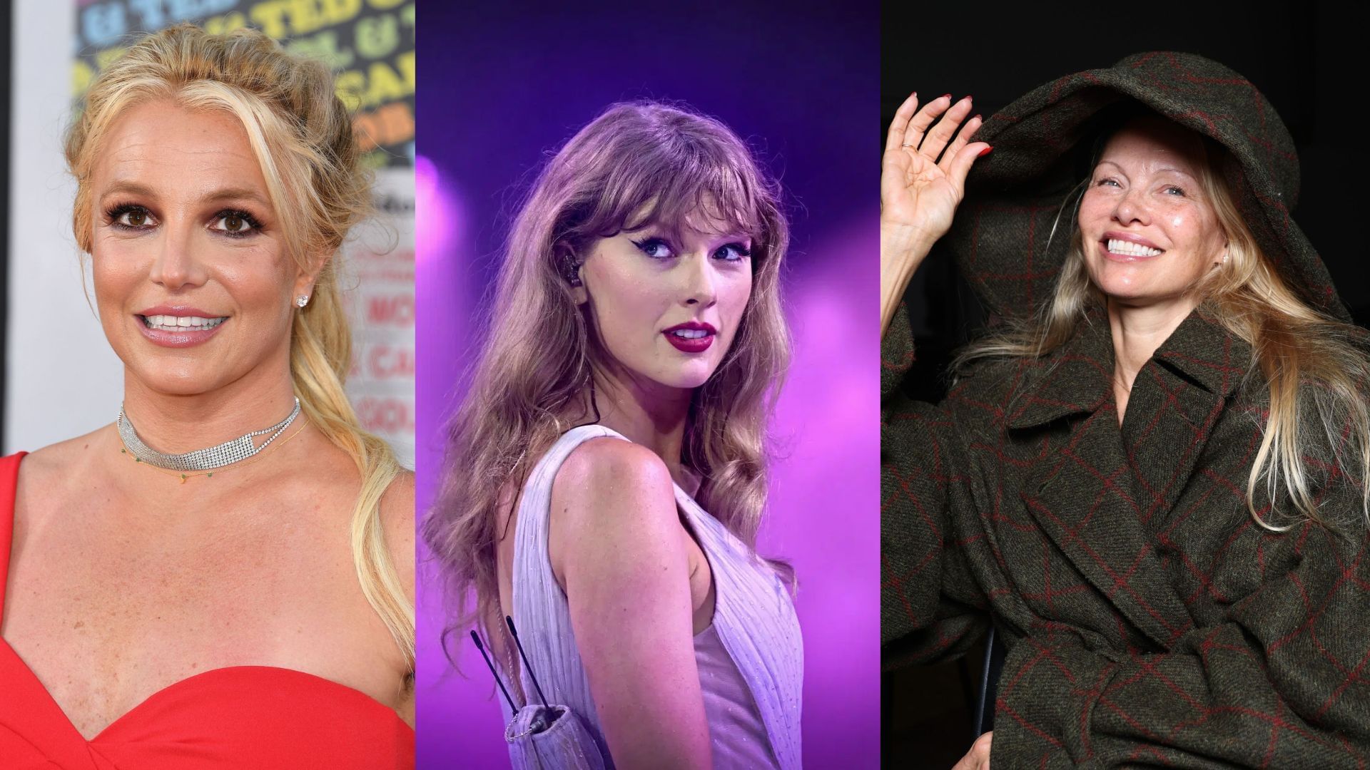 From L to R: Britney Spears, Taylor Swift and Pamela Anderson (Image via Getty Images) 
