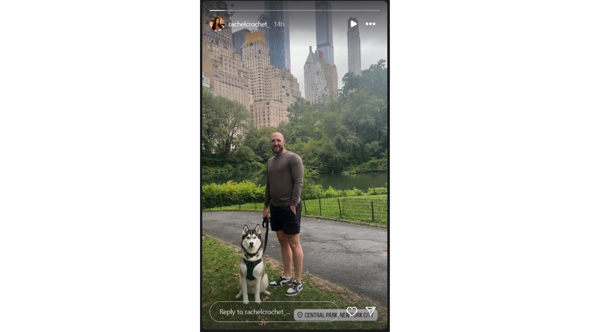 Garrett Crochet and his pet dog Moose at Central Park. (Source: Instagram @rachelcrochet_)
