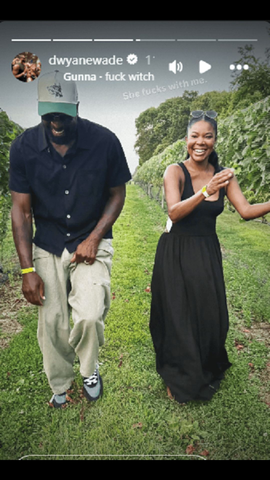 Dwyane Wade posts an Instagram story showing him and his wife Gabrielle Union. Credit: Wade/IG