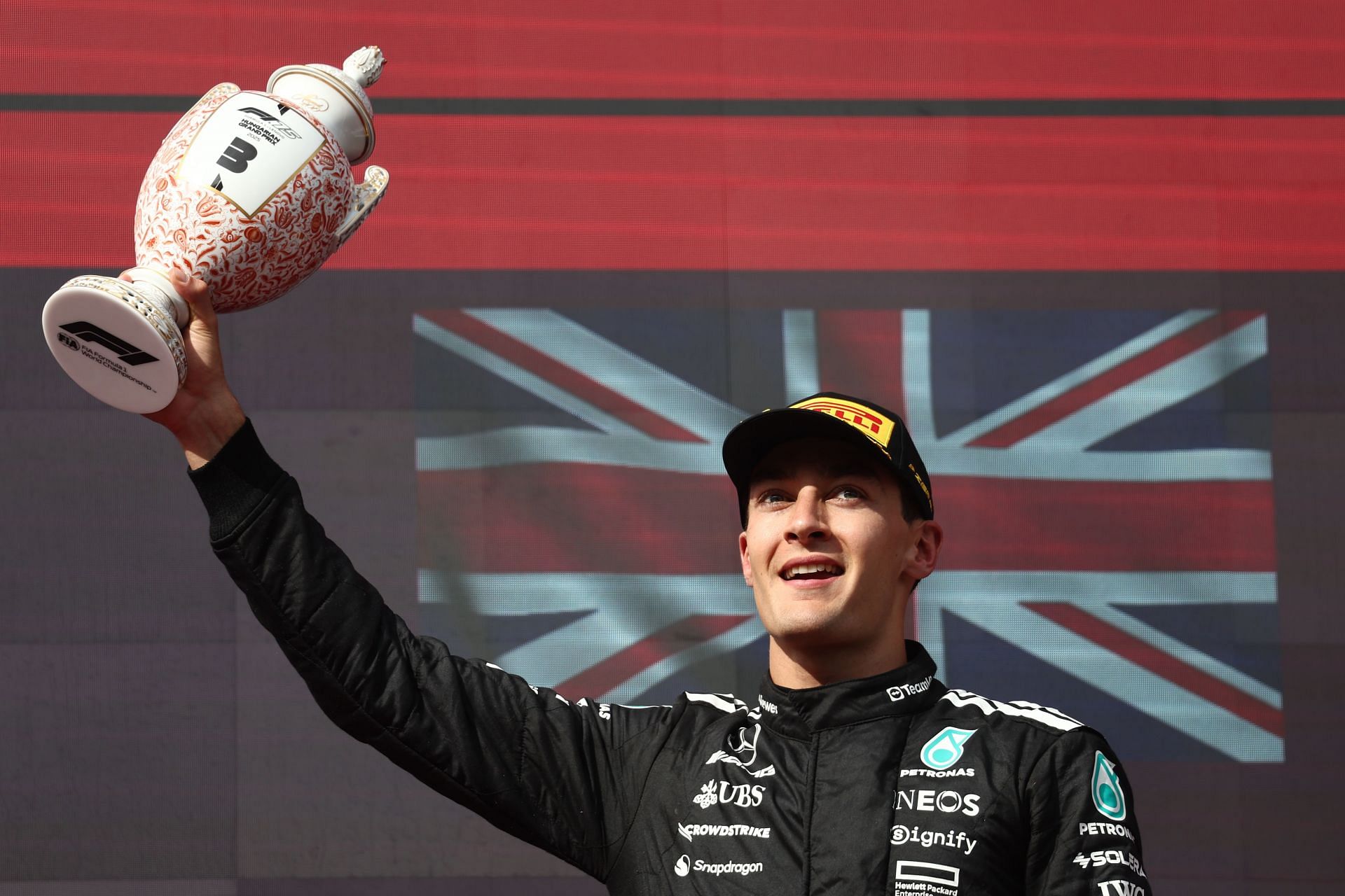 George Russell of Mercedes after the Formula 1 Hungarian Grand Prix at Hungaroring - Source: Getty