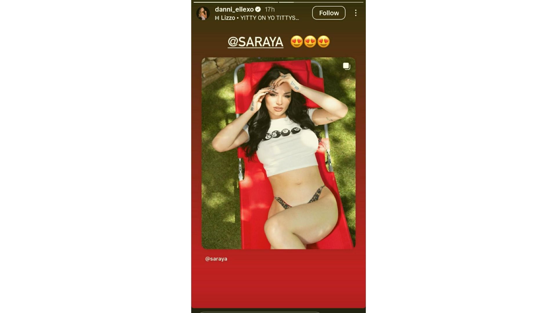 Harley Cameron&#039;s Instagram story featuring Saraya [Source: Cameron&#039;s IG story]