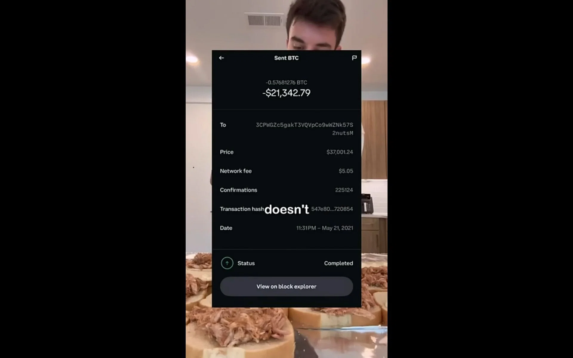 Screenshot of an alleged transaction that Milar Mirg showed in his now-private video (Image via reddit.com/r/youtubedrama)