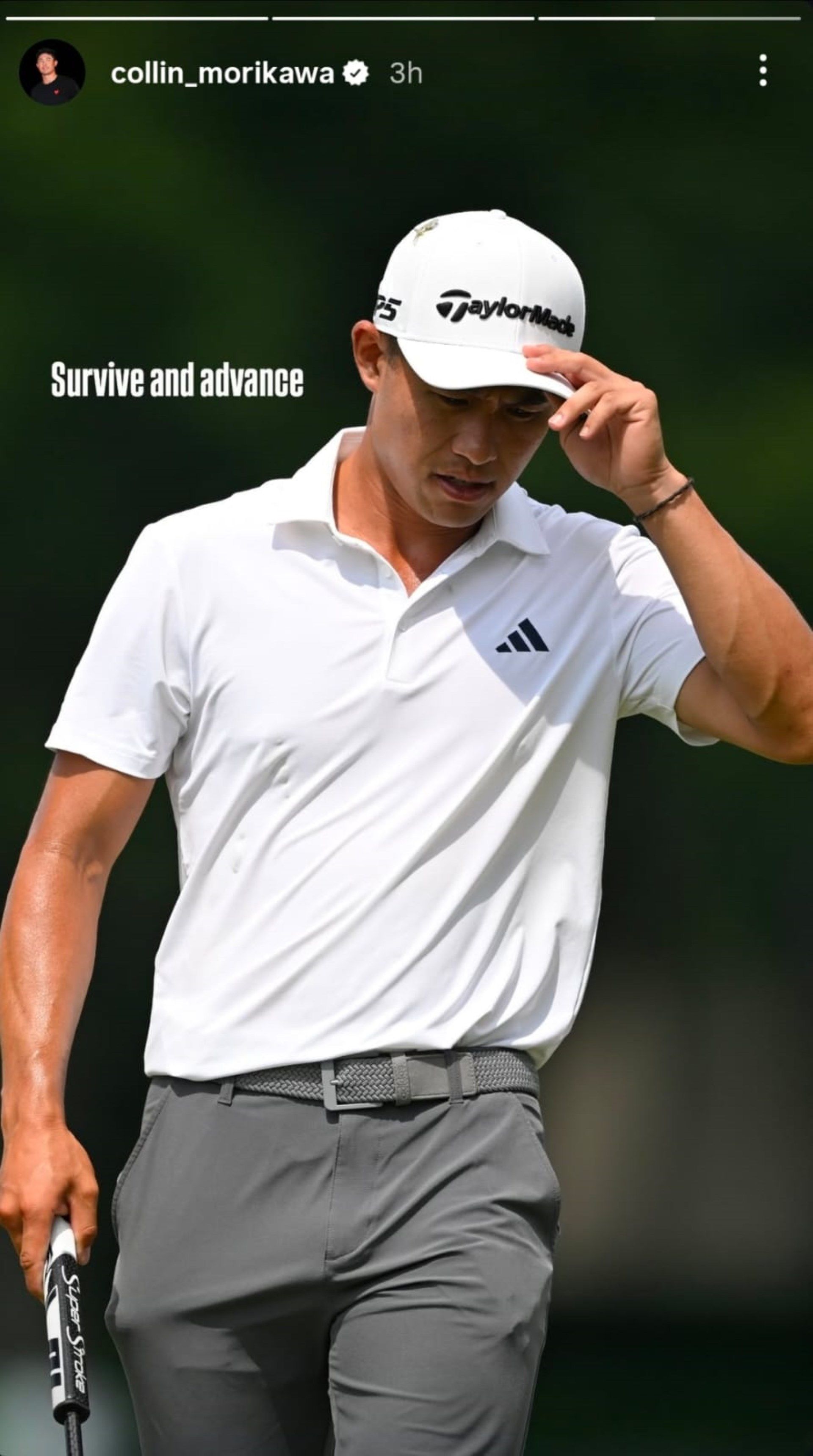  Collin Morikawa&#039;s story with a 3-word message - Source: via @collin_morikawa on Instagram