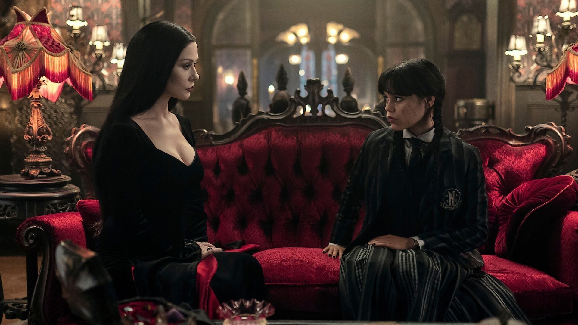 Catherine Zeta-Jones stars as Morticia Addams (Image via Netflix Tudum)