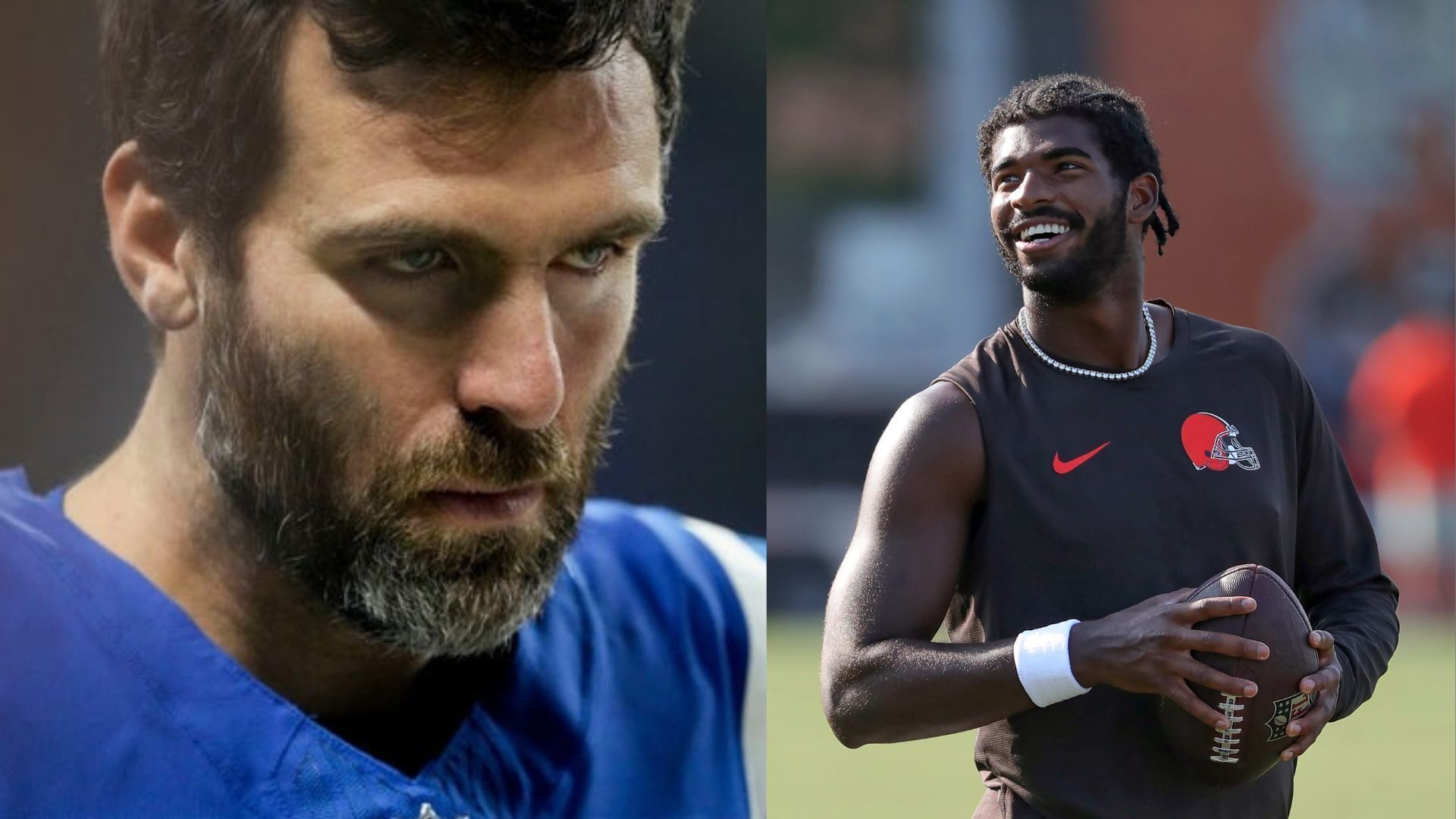 Joe Flacco x Shedeur Sanders collage
