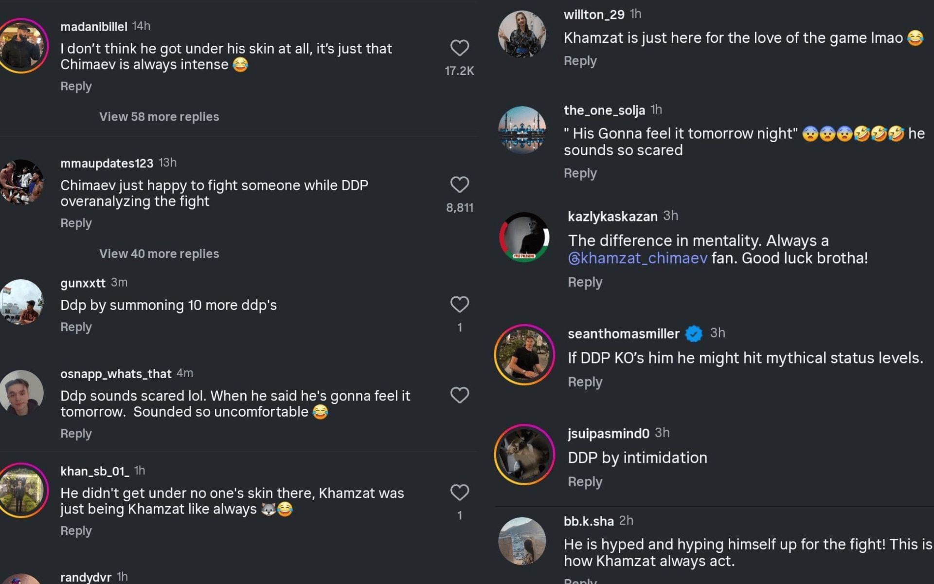 Fans&#039; reaction to Dricus du Plessis&#039; comments [Screenshots courtesy: @ufc on Instagram]