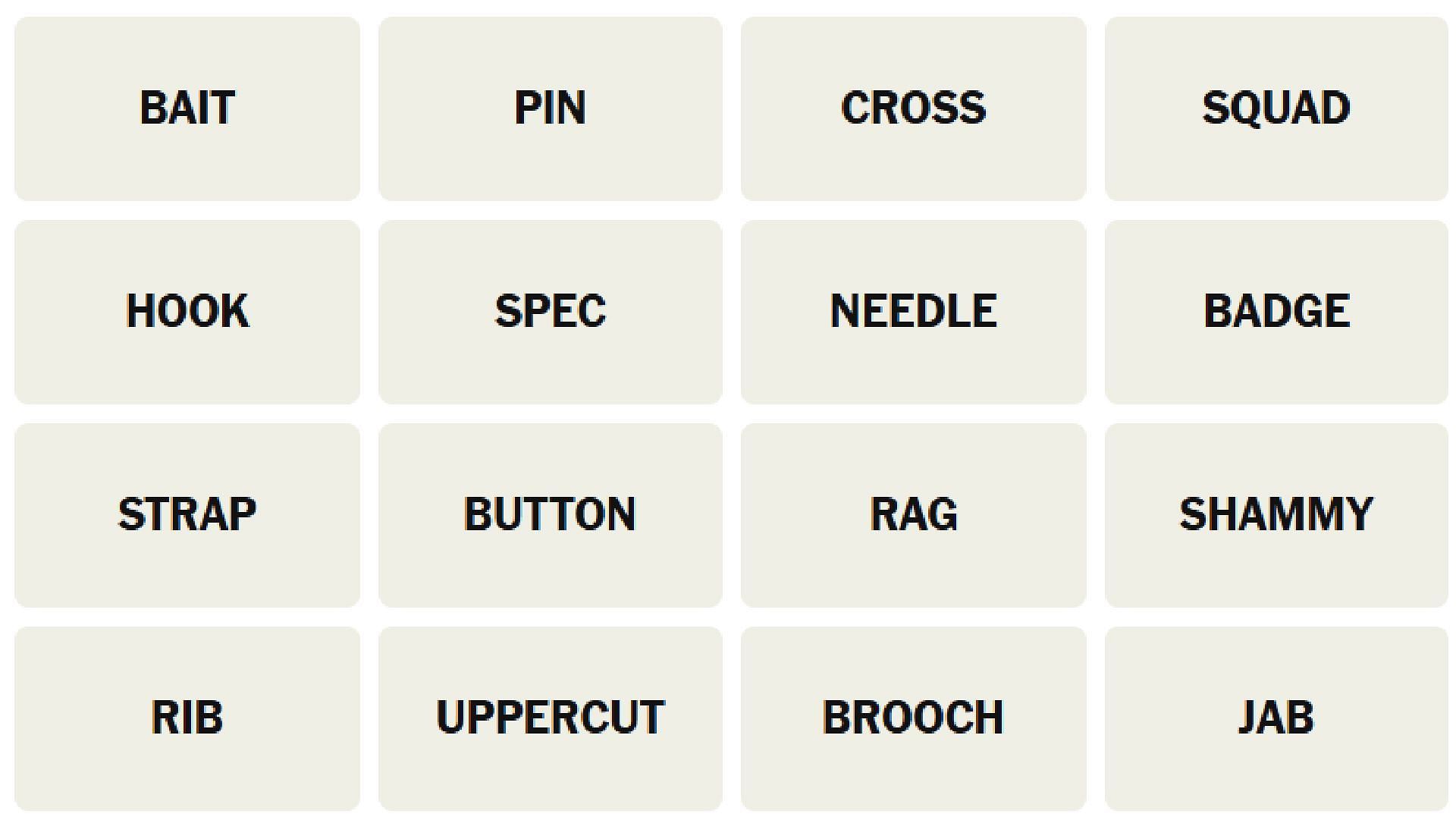The hints for The New York Times Connections puzzle (Image via The New York Times)