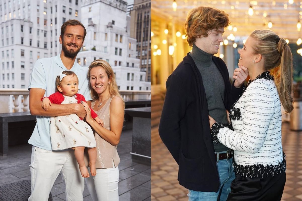 Daniil Medvedev and his wife, Daria, and Andrey Rublev and his partner,  Anastasija Homutova - source: Instagram