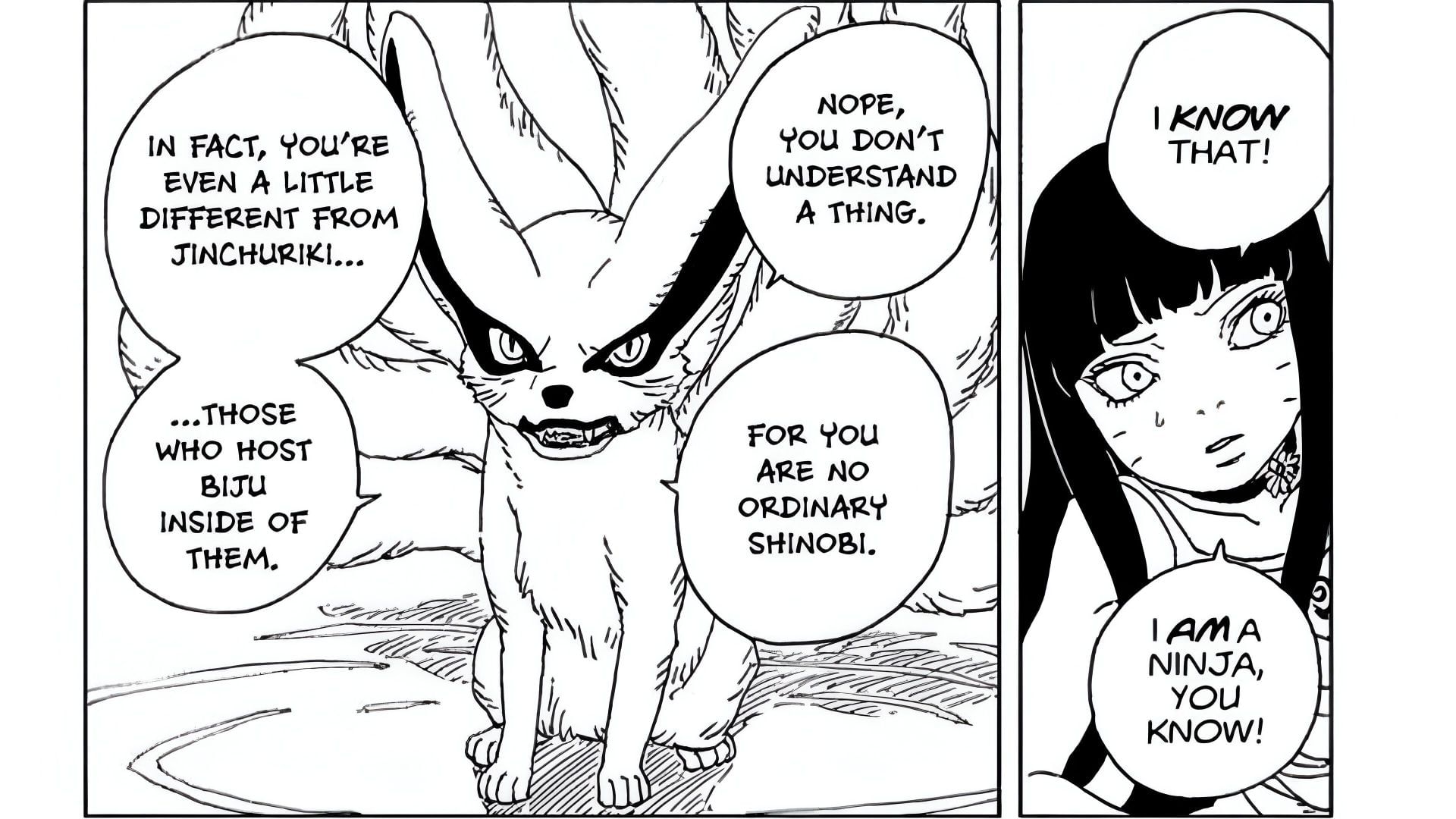 Himawari and Kurama as seen in the manga (Image via Shueisha)