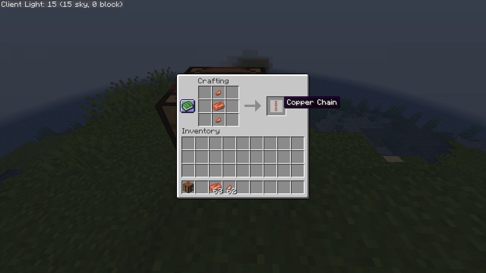 Copper chain crafting recipe (Image via Sportskeeda Gaming || Mojang Studios)`