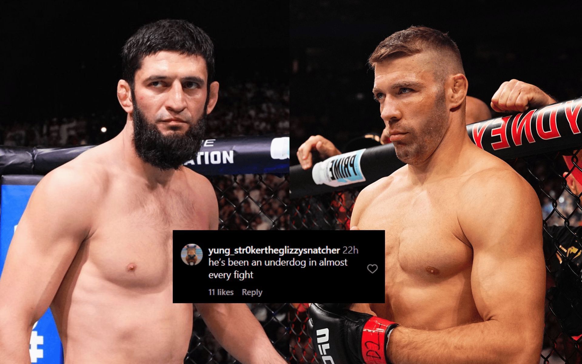 Fans react to Khamzat Chimaev (left) being favorite to win against Dricus du Plessis (right). [Images courtesy: Getty]