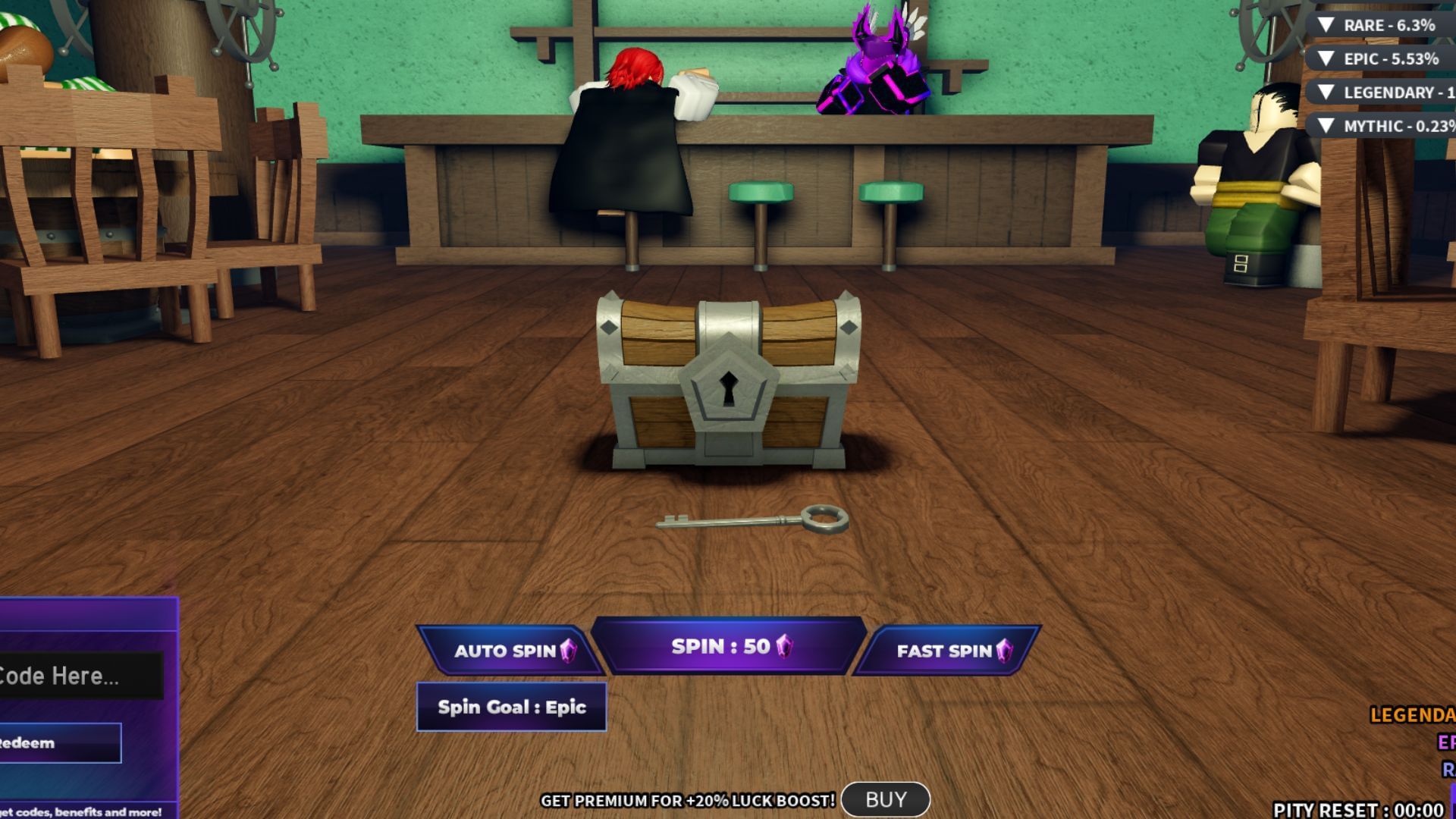 Each Fruit Spin costs 50 gems (Image via Roblox)