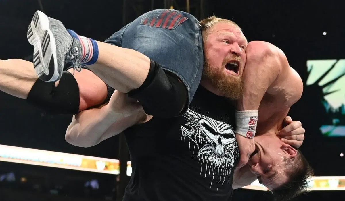 Brock Lesnar attacks John Cena at SummerSlam. [Image credits: USA Network X]