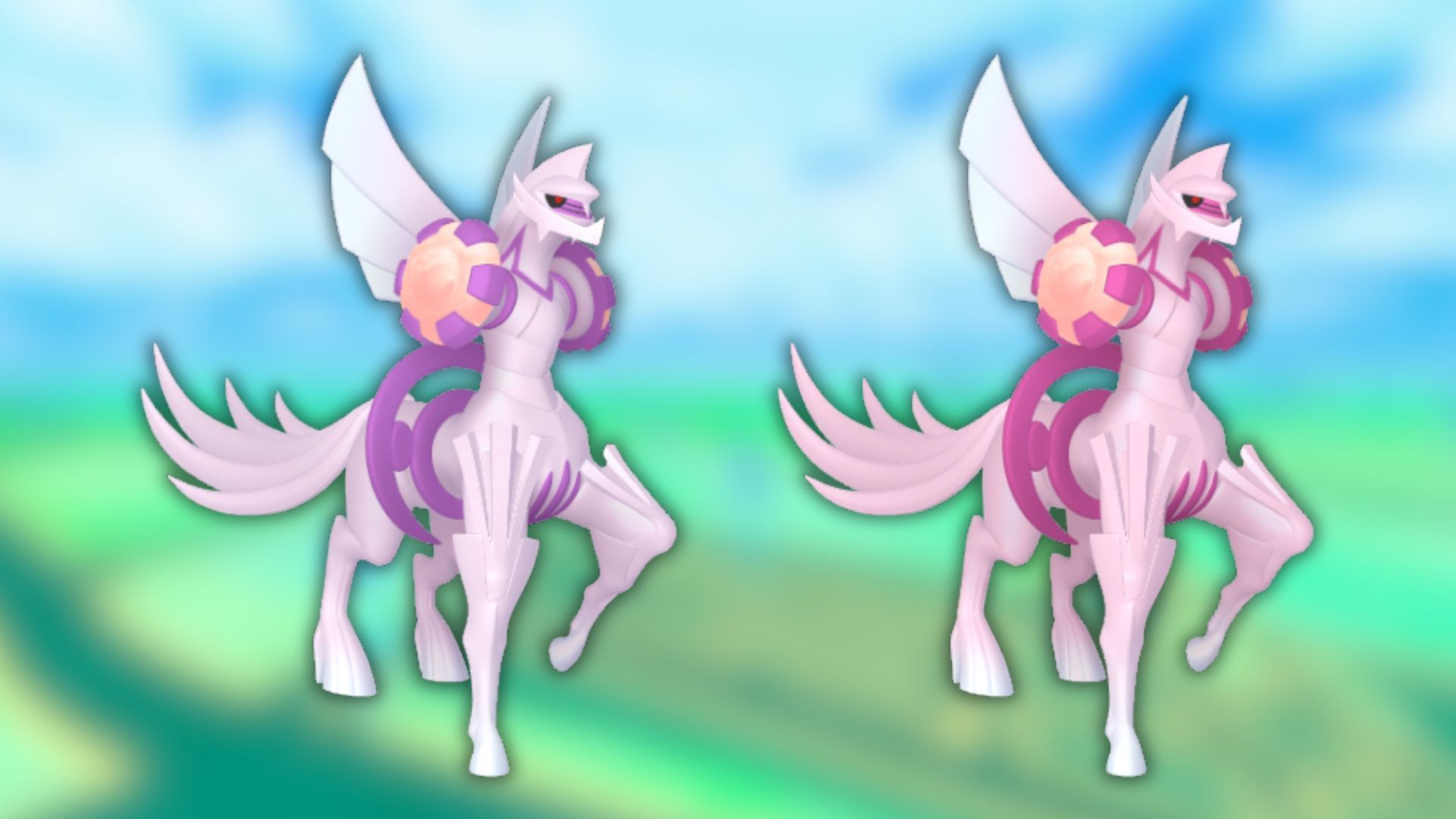 Origin Forme Palkia and its shiny variant (Image via The Pokemon Company)