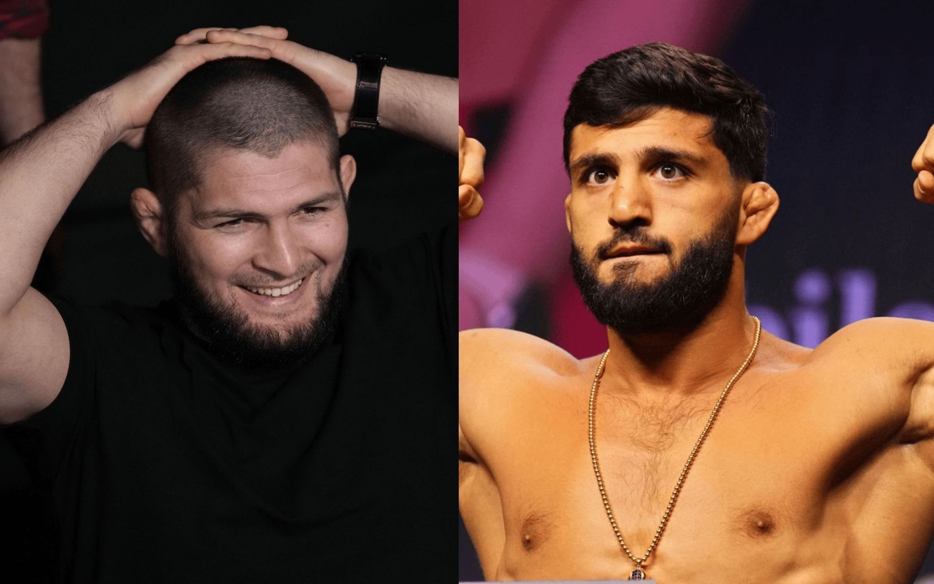 Khabib Nurmagomedov (left) showers praises on Arman Tsarukyan (right). [Images courtesy: Getty]