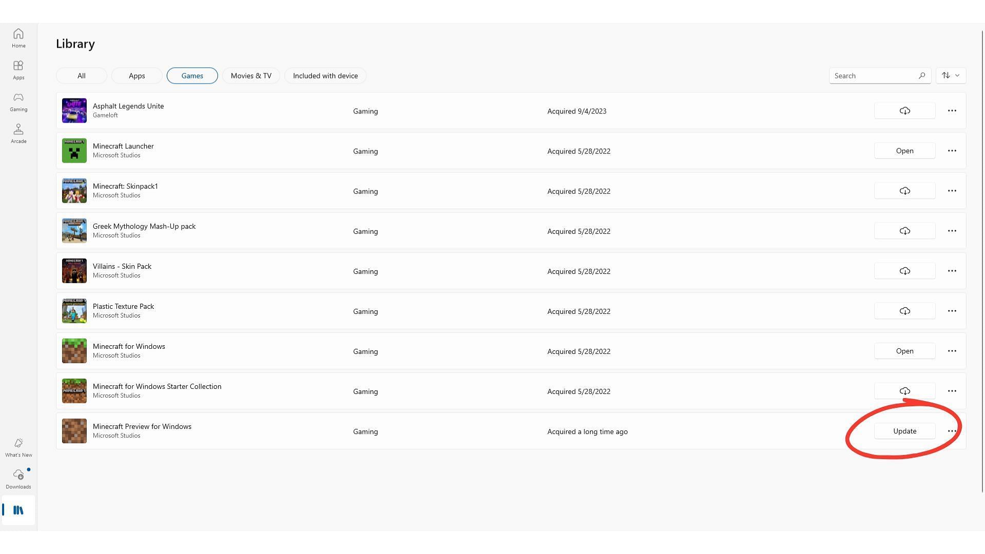 Go to the Microsoft store to manually queue the download for the Minecraft Bedrock 1.21.110.23 beta and preview (Image via Sportskeeda Gaming || Mojang Studios)