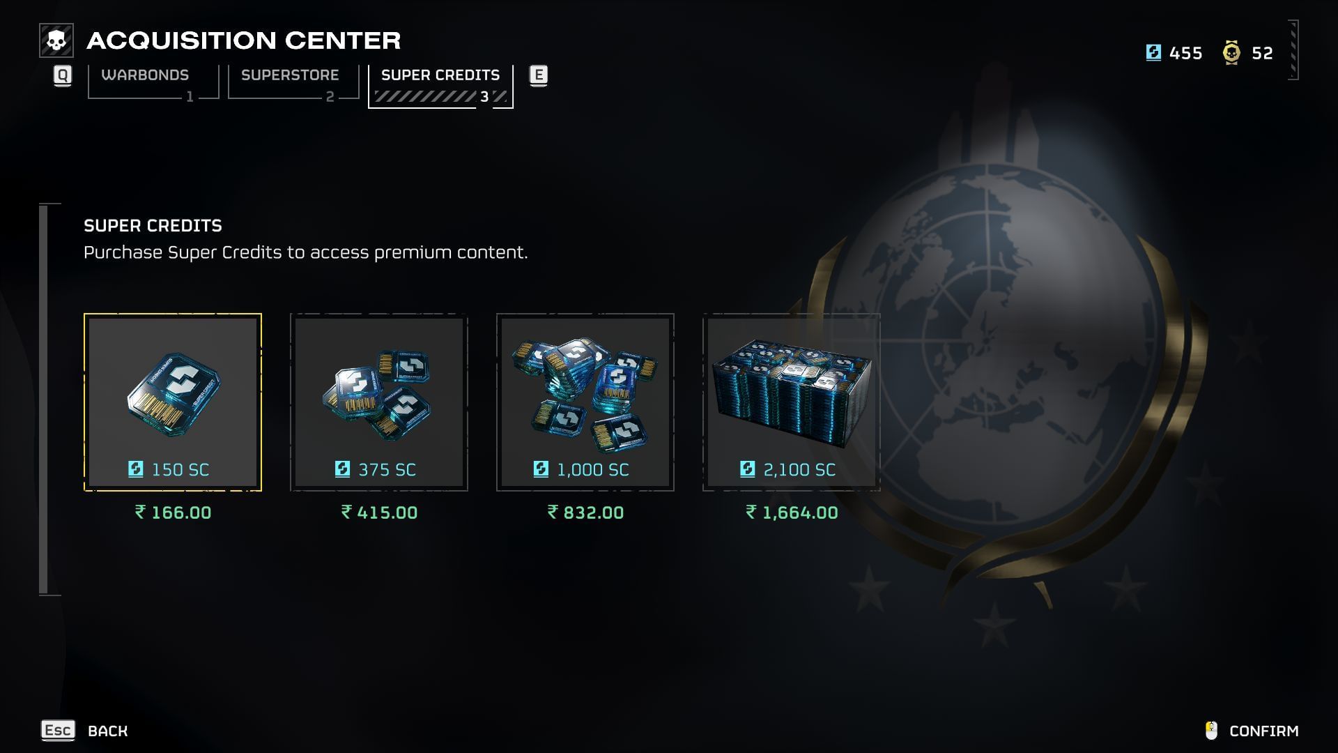 Purchase Super Credits from the Acquisition Center (Image via Sony | Sportskeeda Gaming)