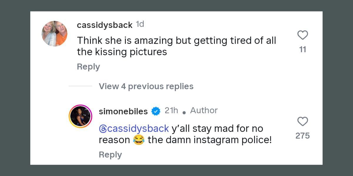 Still taken from Biles&#039; Instagram (source: @simonebiles/Instagram)