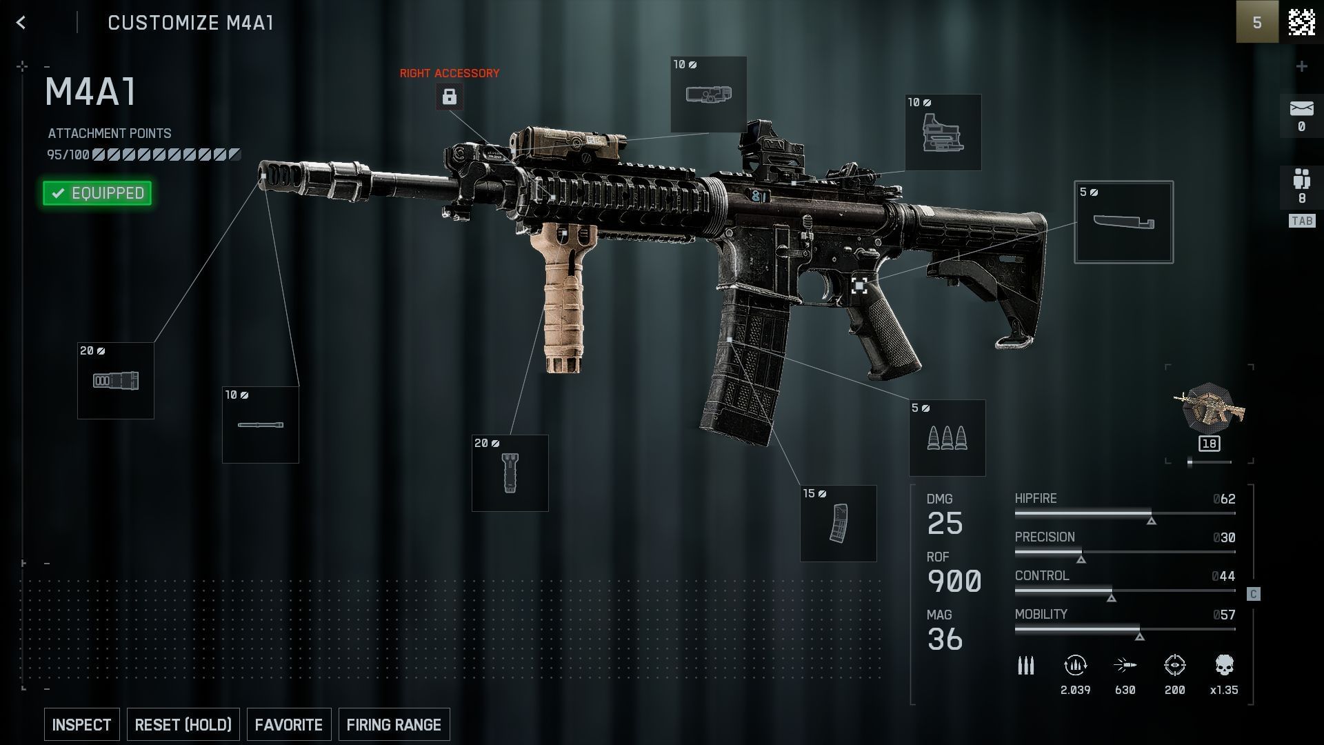 M4A1 assault rifle Attachment Points (Image via Sportskeeda Gaming || EA)