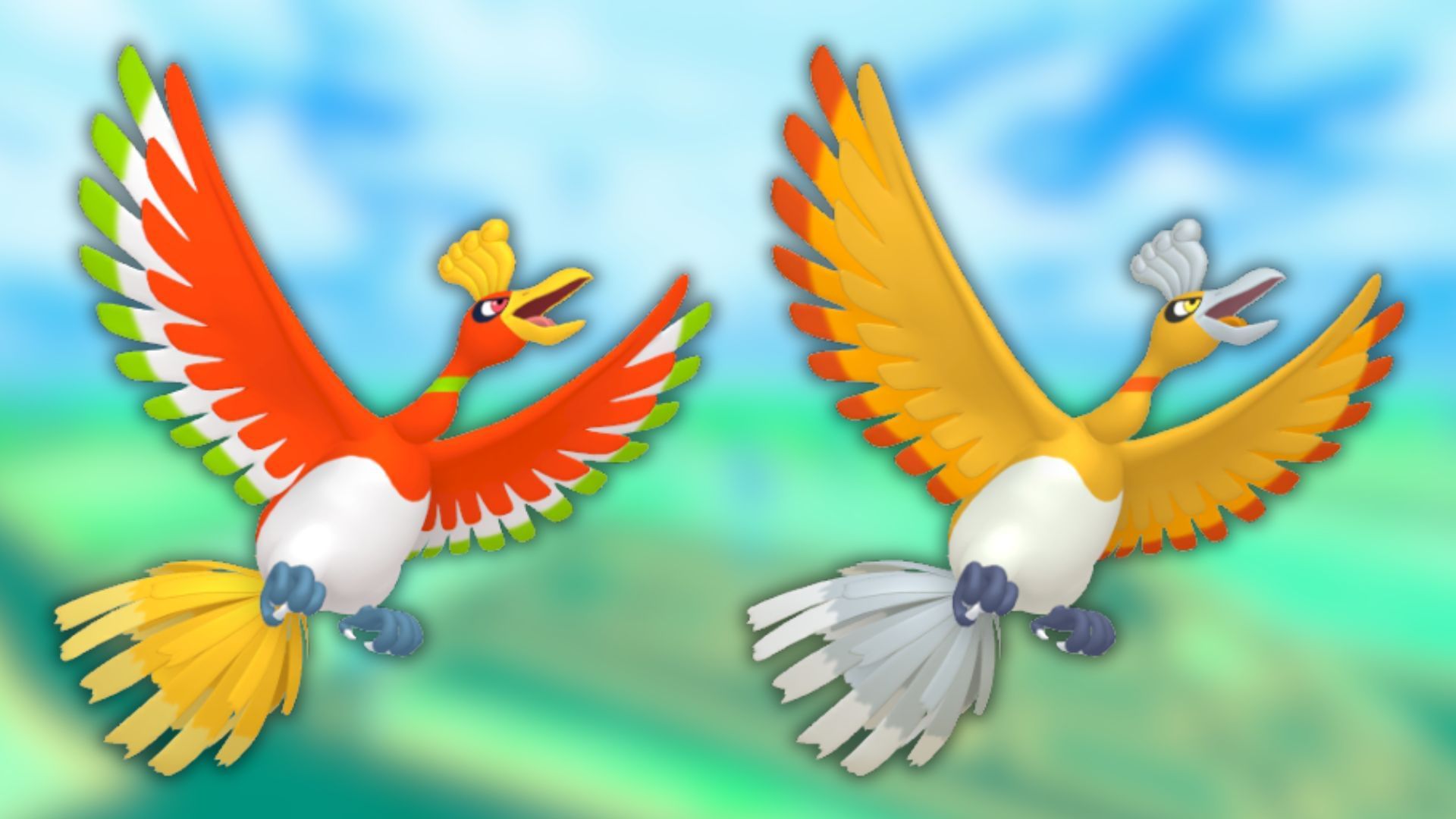 Ho-Oh and its shiny variant (Image via The Pokemon Company)