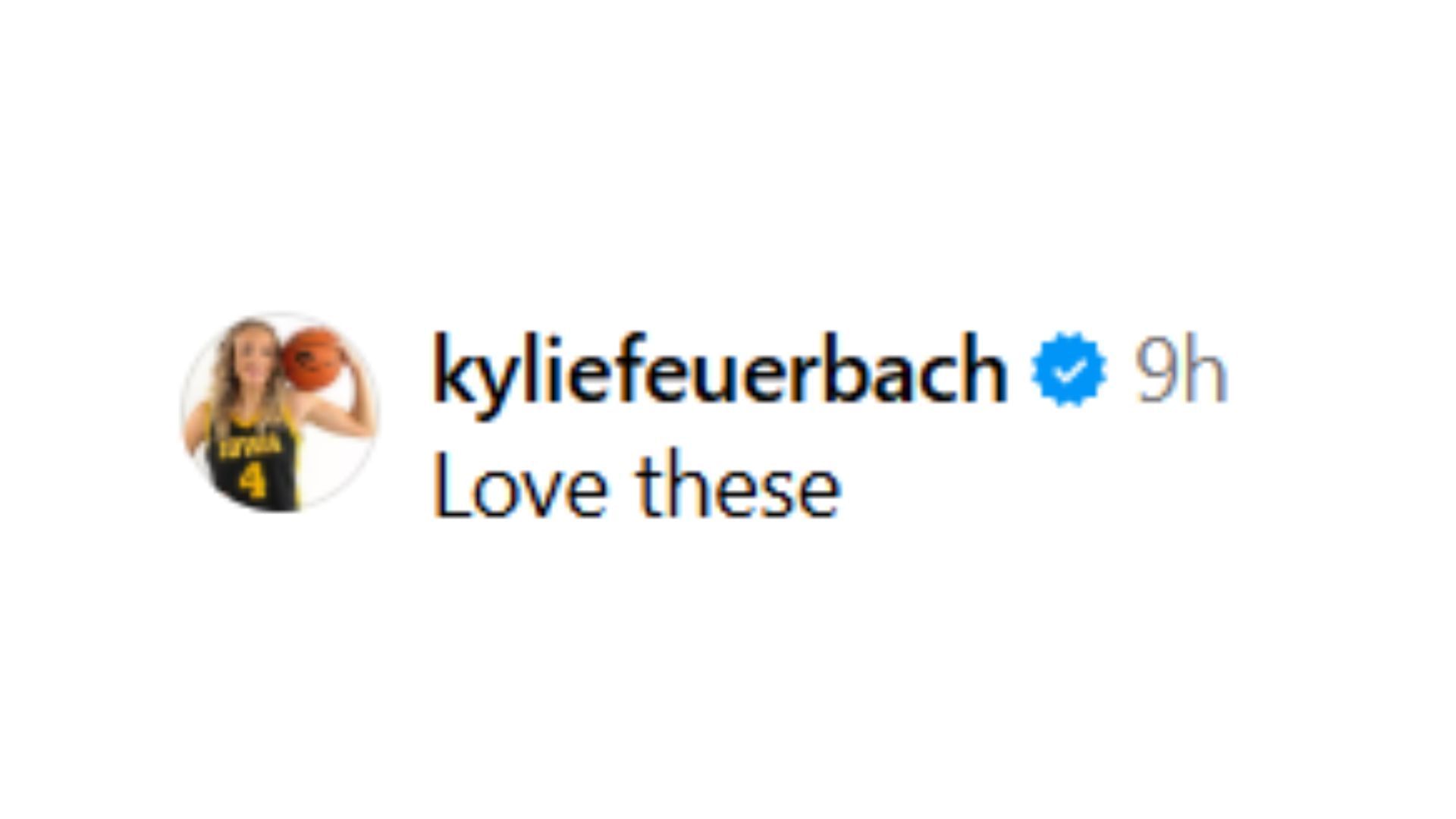 Kylie Feuerbach&#039;s reaction (Image Source: @katemartinl/Instagram)