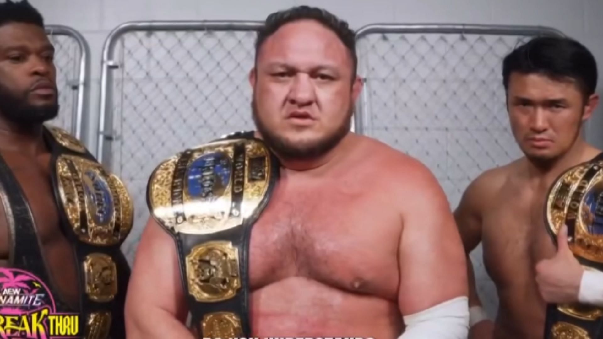 The Opps are the reigning AEW World Trios Champions. (Images via AEW Instagram) 