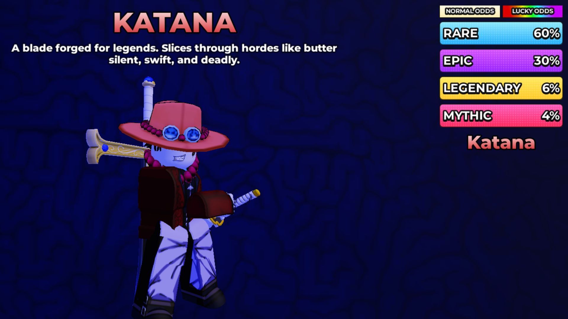 Katana is the current rarest weapon (Image via Roblox)
