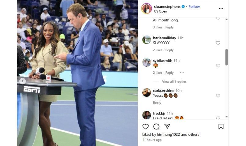 Screenshot of Sloane Stephens&#039; Instagram post | Source: IG/sloanestephens