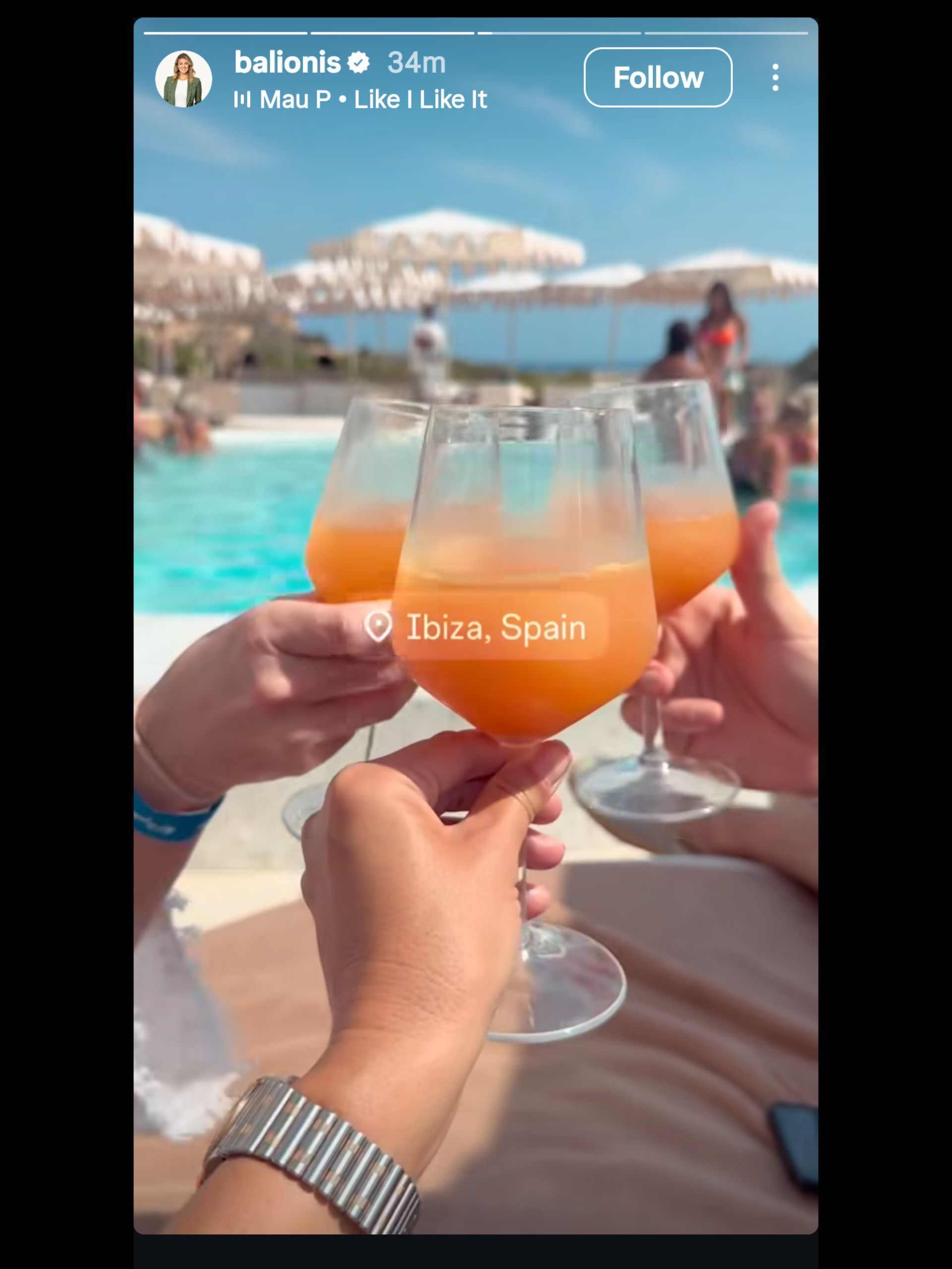 Screenshot from Balionis&#039; Instagram story from Ibiza / @balionis on IG