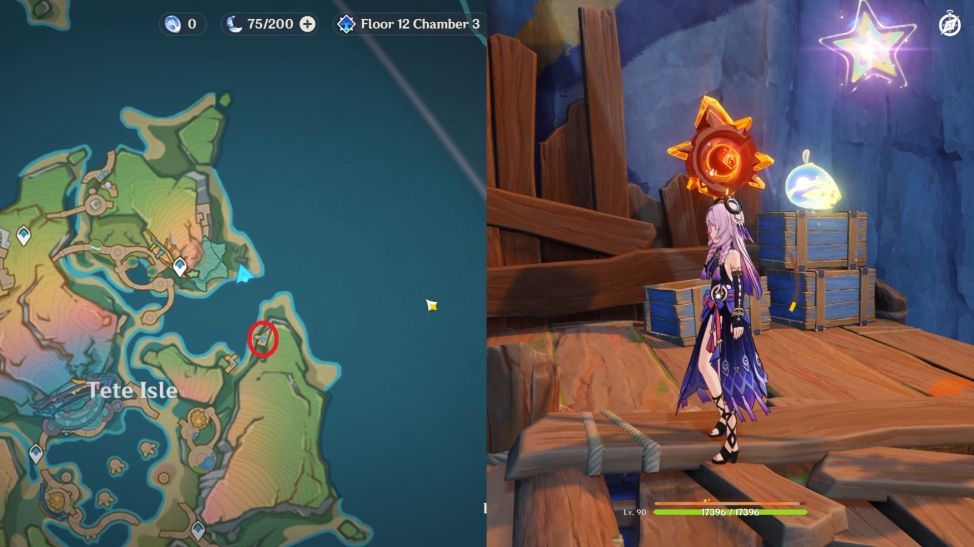 On the wooden platform southeast of Me &amp; Dew (Image via HoYoverse)
