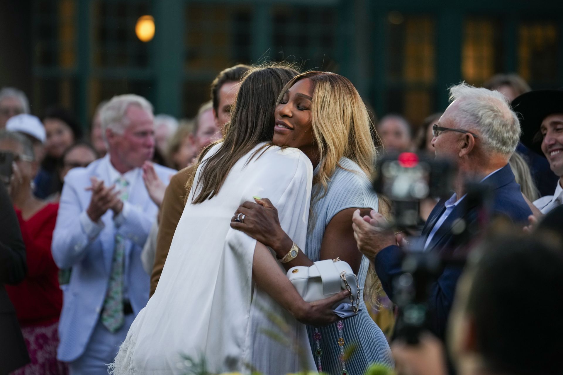 Maria Sharapova hugs Serena Williams at the Hall of Fame Induction Ceremony 2025 - Source: Getty