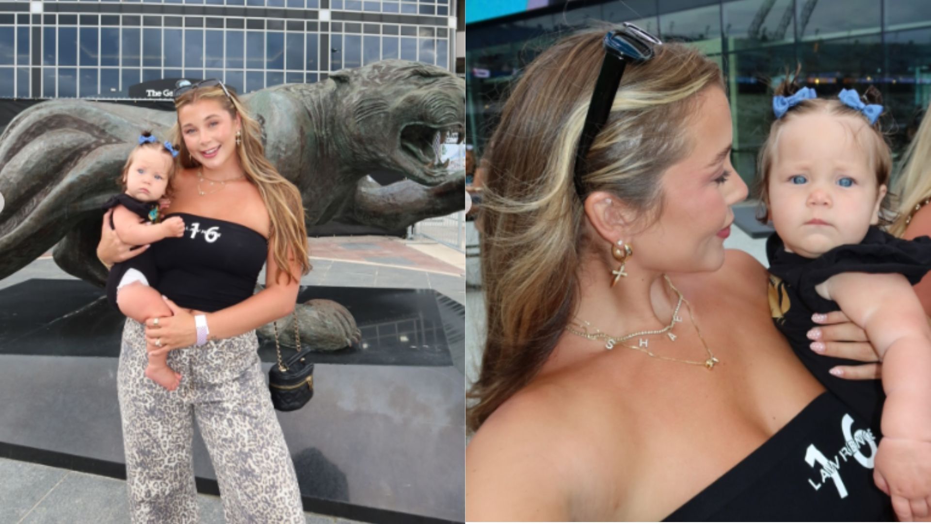 Marissa Lawrence and daughter Shae cheered on Trevor Lawrence and the Jacksonville Jaguars. (Photos via Marissa Lawrence
