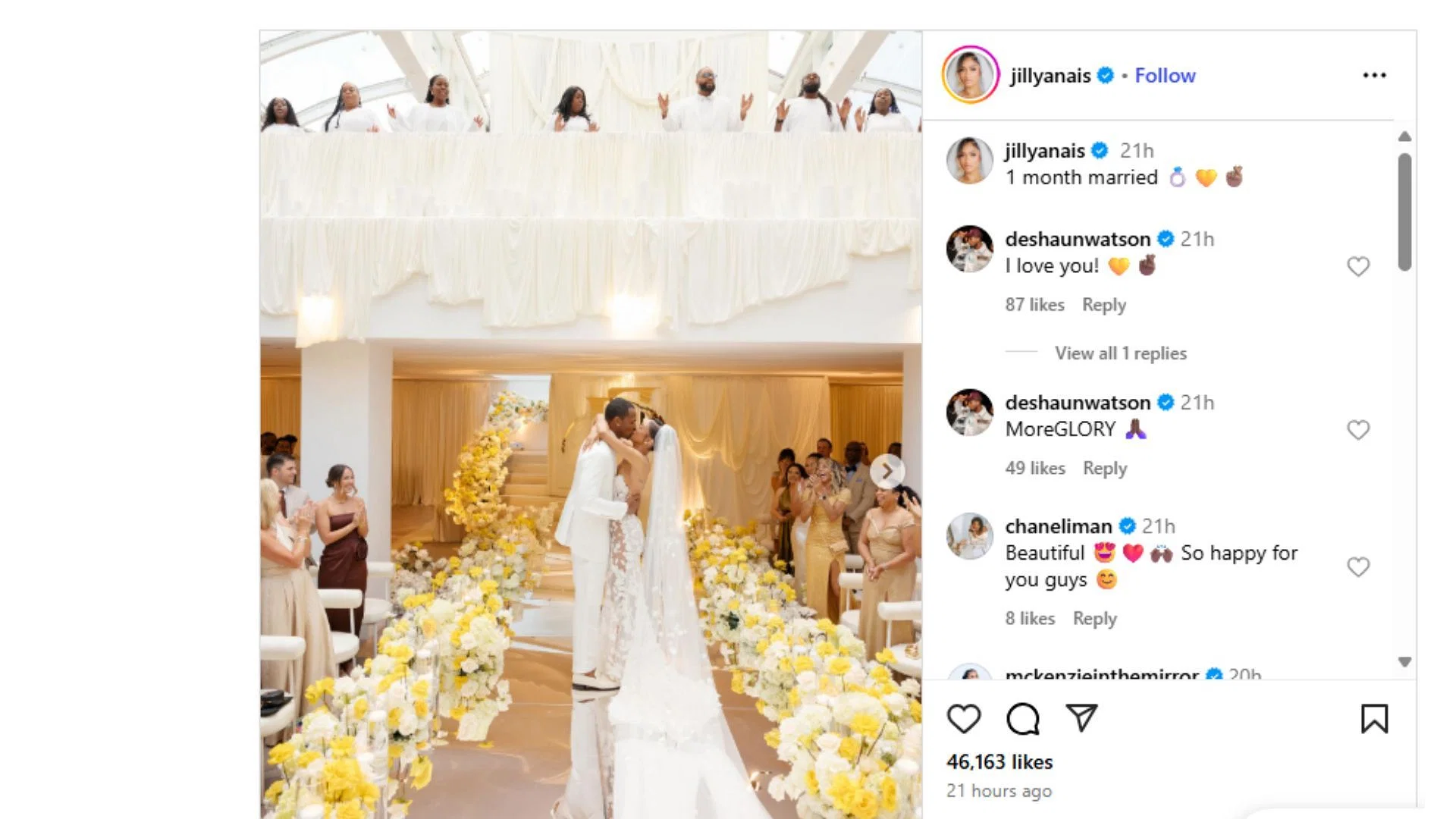 Watson commented on wife Jilly&#039;s Instagram post (image credit: instagram/jillyanais)